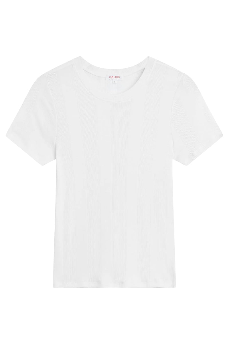 Variegated Rib Tee in White