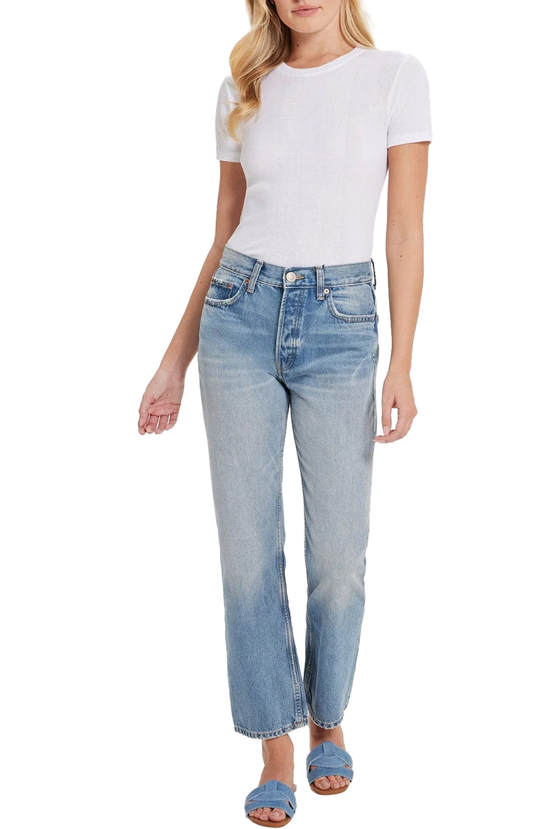 Variegated Rib Tee in White