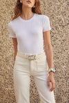 Variegated Rib Tee in White