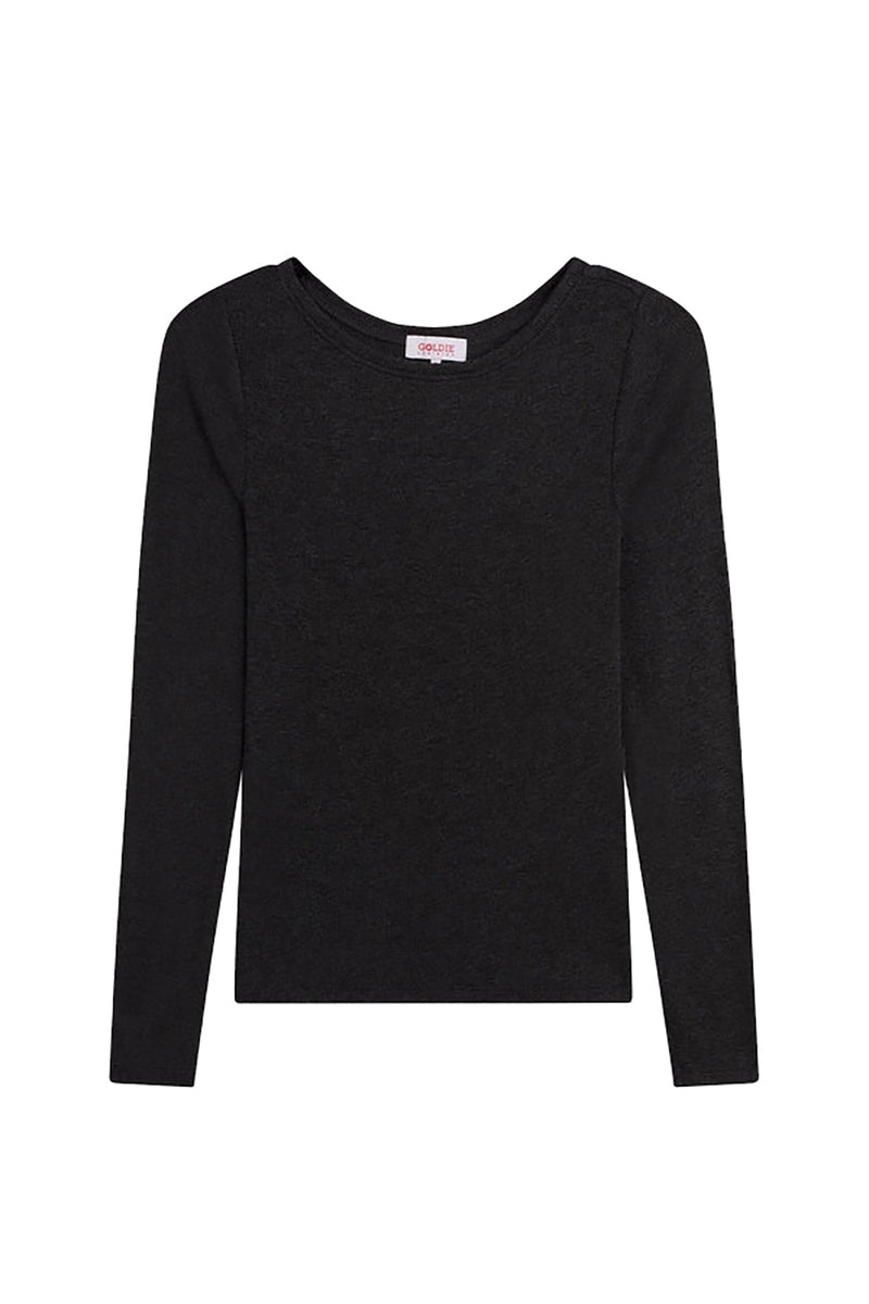 Yvonne Bateau Top in Charcoal Heather