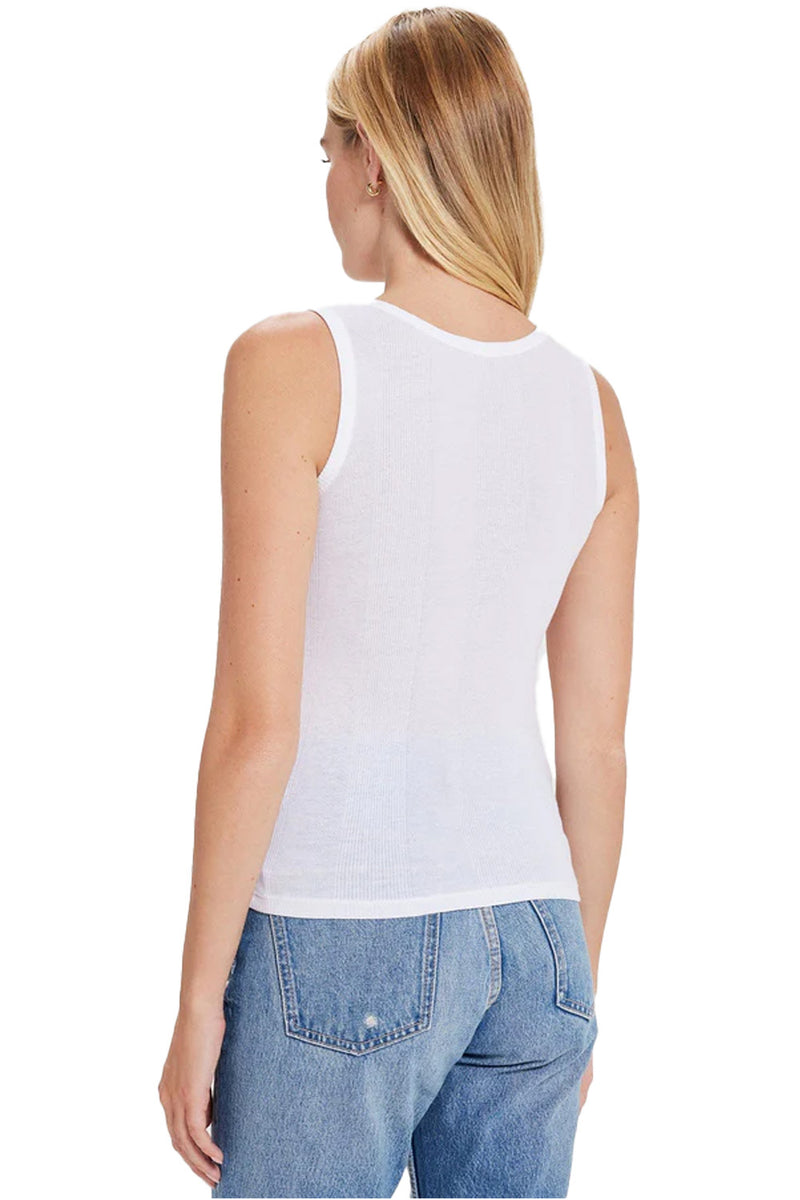 Variegated Rib Tank in White