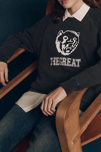 College Sweatshirt with Bear Graphic