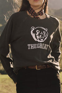 College Sweatshirt with Bear Graphic