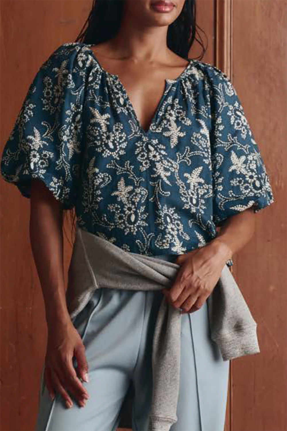 The Blythe Top in Indigo Bandana