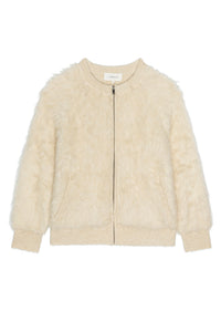 The Fuzzy Bomber Sweater in Cream