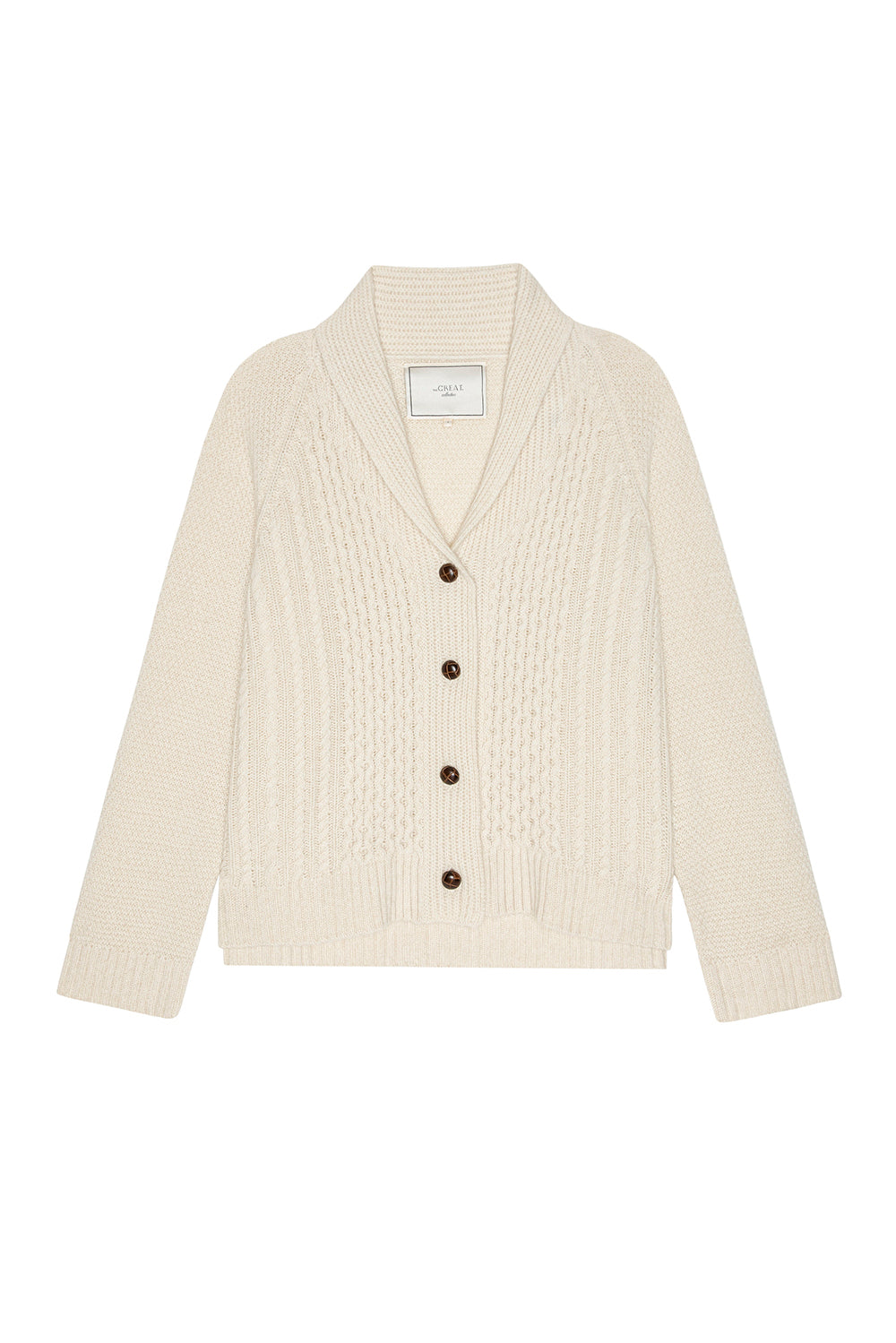 The Cashmere Cable Lodge Cardigan in Cream
