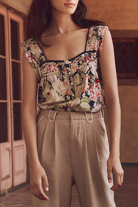 The Victorian Pleat Tank in Vintage Rose Print