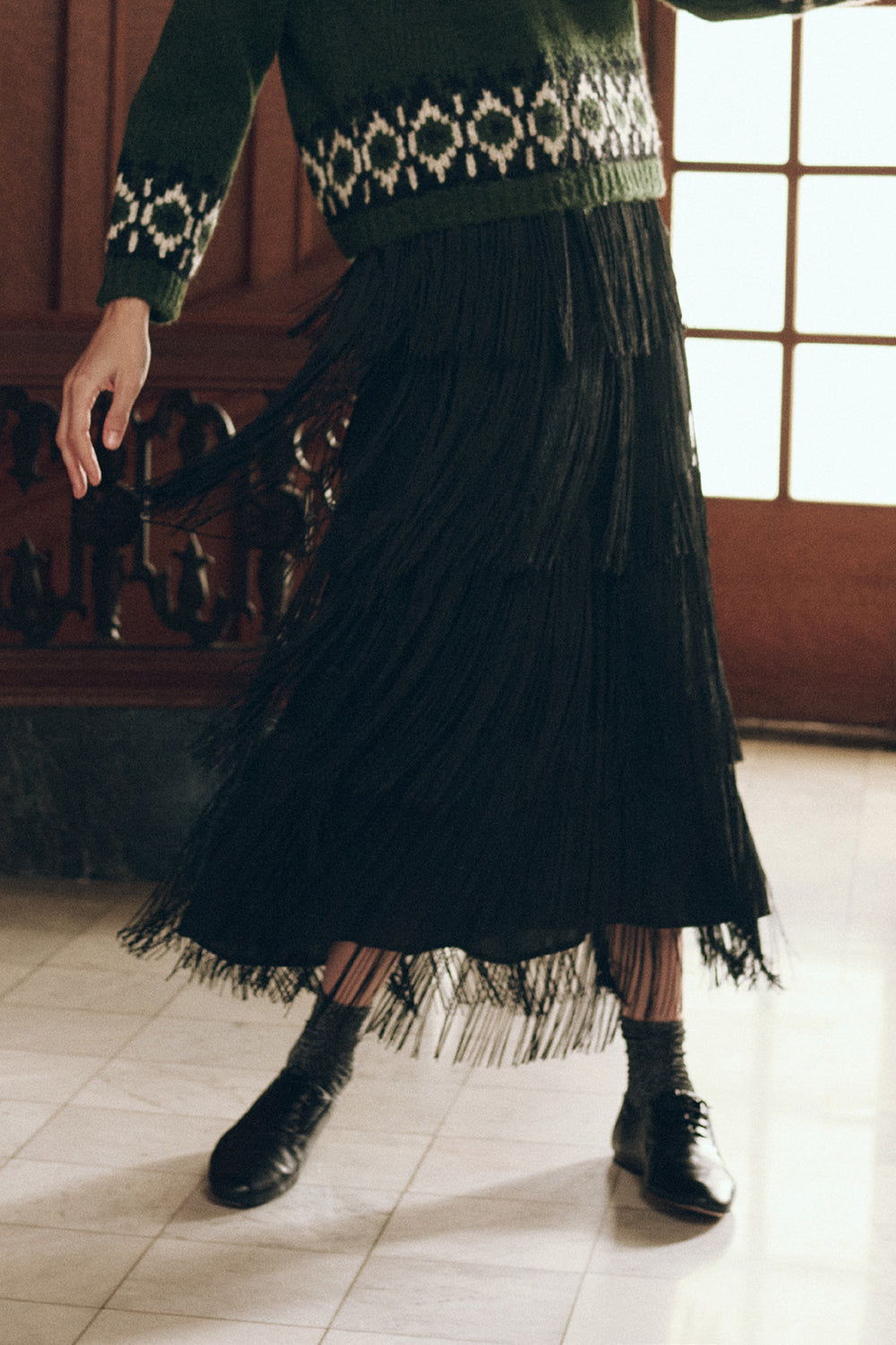The Fringe Skirt in Black