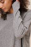 The Long Sleeve Crop Tee in Heather Grey