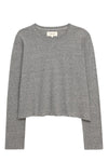 The Long Sleeve Crop Tee in Heather Grey