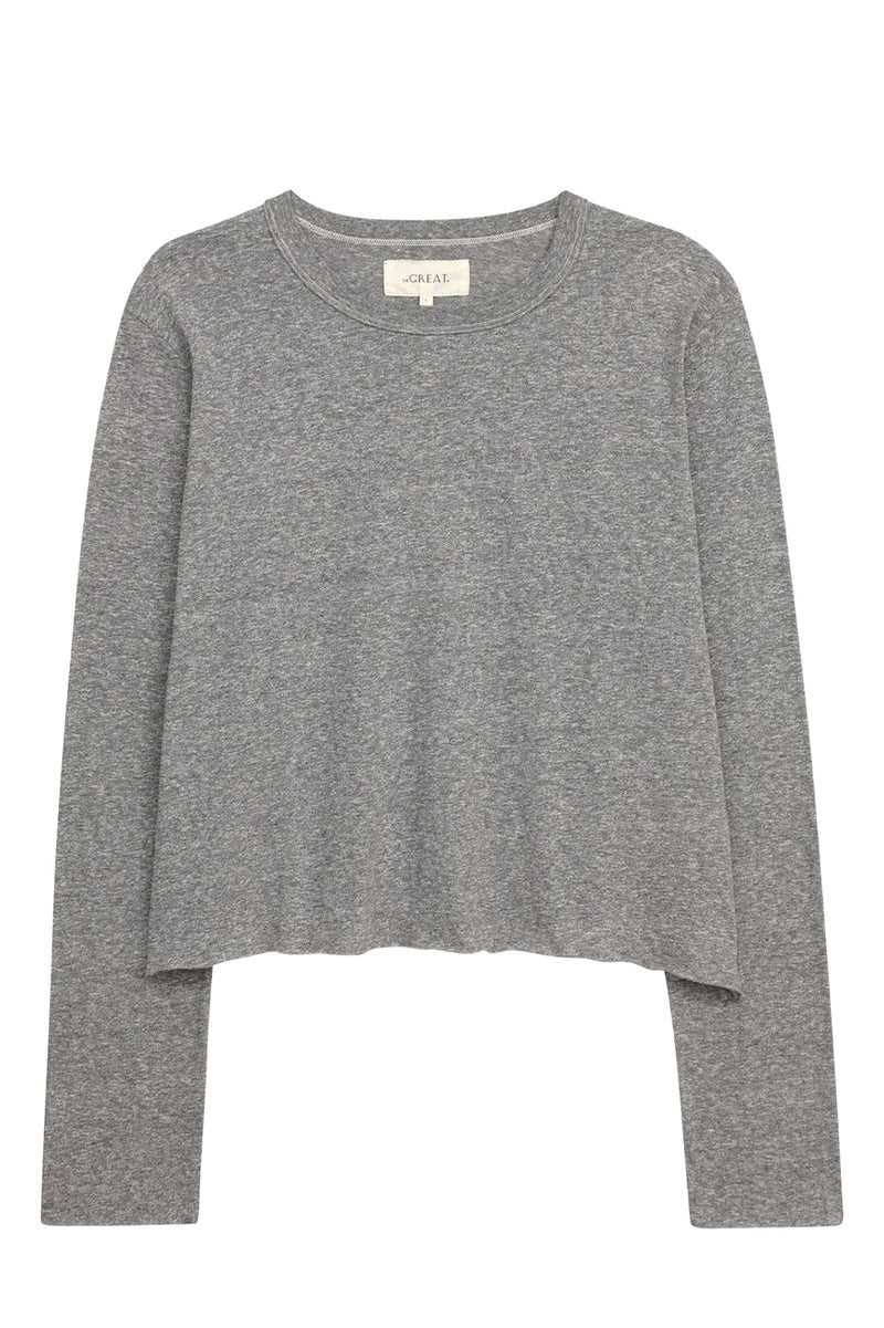 The Long Sleeve Crop Tee in Heather Grey