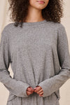 The Long Sleeve Crop Tee in Heather Grey