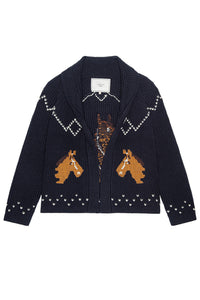 Horse Lodge Cardigan in Navy