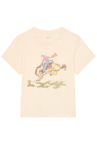 The Little Tee with Rider Graphic in Washed White