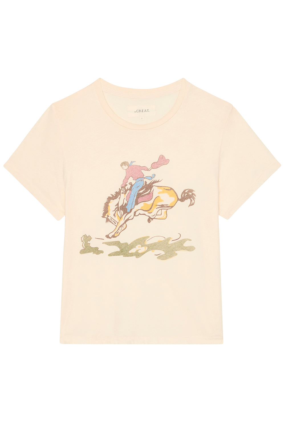 The Little Tee with Rider Graphic in Washed White