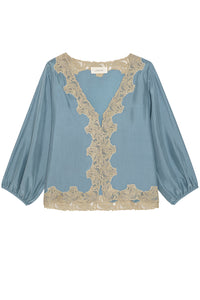 Long Sleeve Legacy Top in Faded Blue Cream