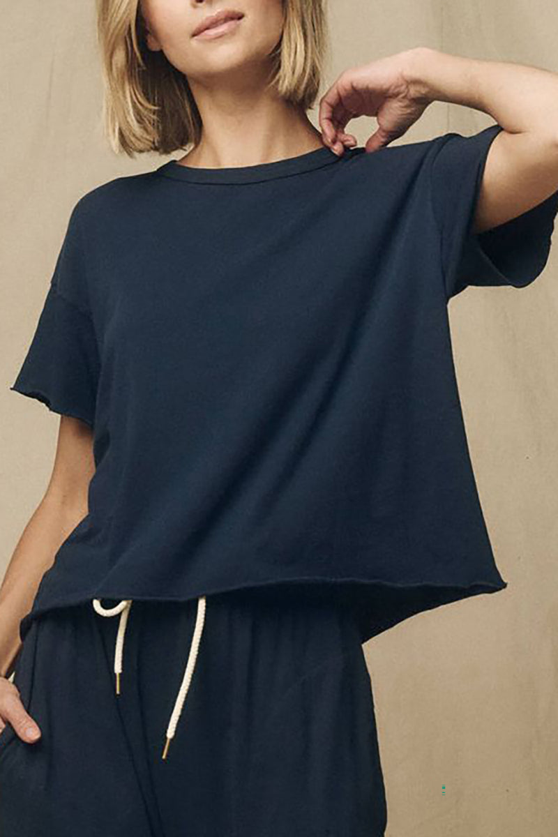 Crop Tee in True Navy