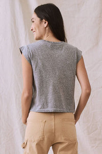 Peak Shoulder Tee in Heather Grey