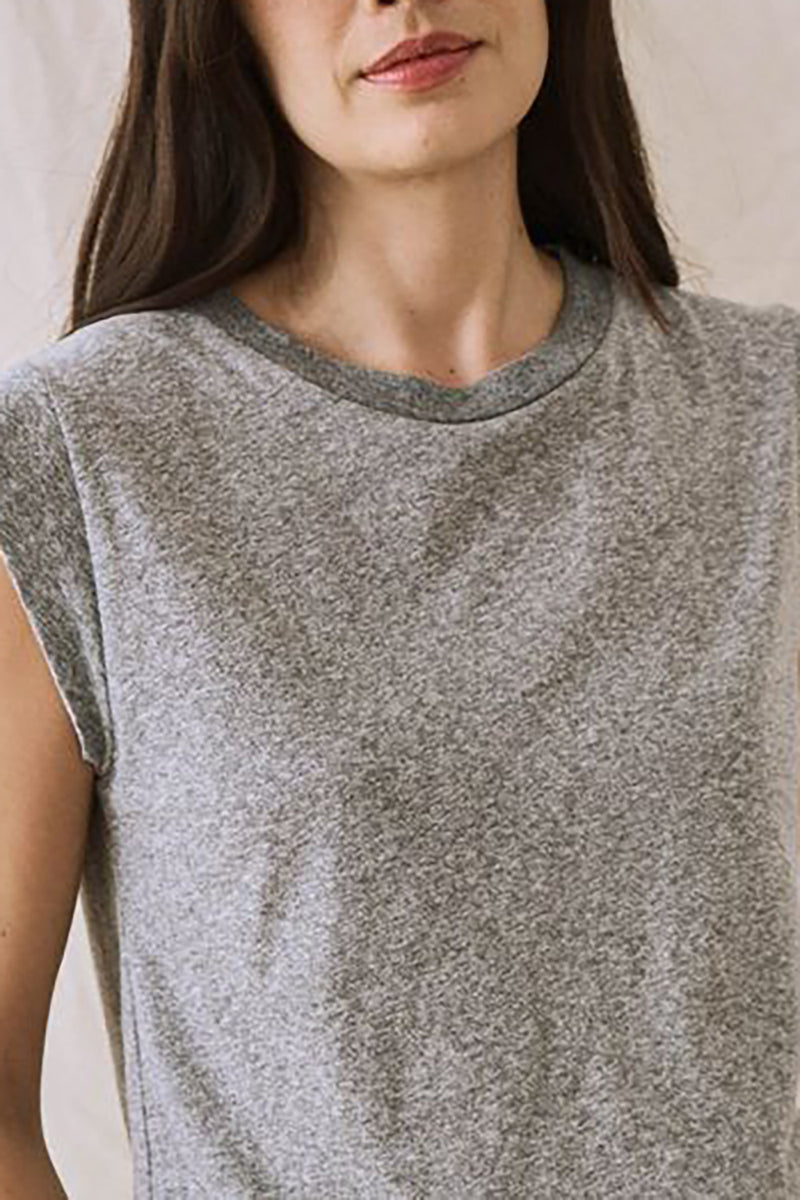 Peak Shoulder Tee in Heather Grey