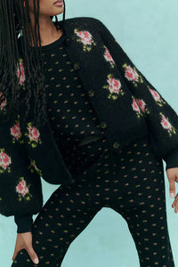 The Carousel Cardigan in Black Heirloom Rose