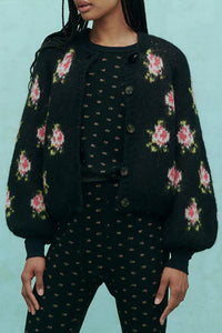 The Carousel Cardigan in Black Heirloom Rose