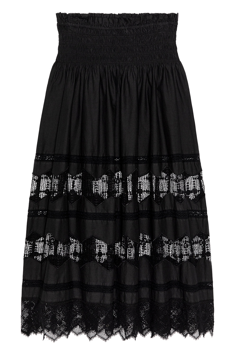 The Rosette Crochet Canary Skirt in Black