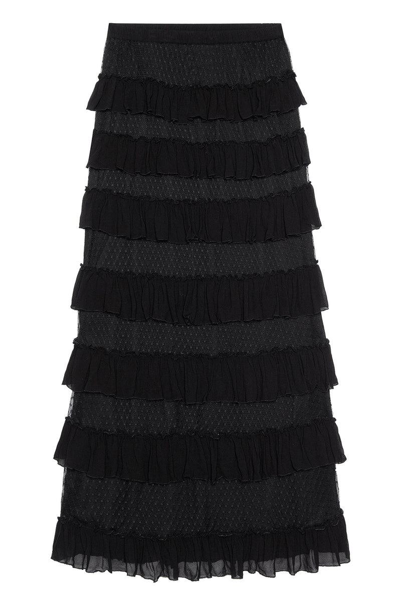 The Winter Mesh Maxi Skirt in Black