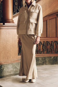 Elastic Bias Cut Skirt in Gold Shimmer