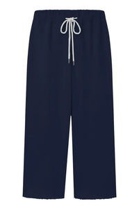 Wide Leg Cropped Sweatpant in True Navy