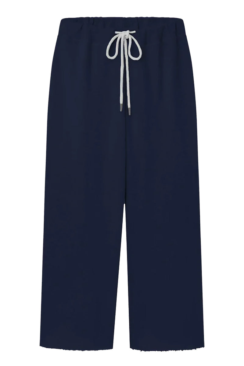 Wide Leg Cropped Sweatpant in True Navy