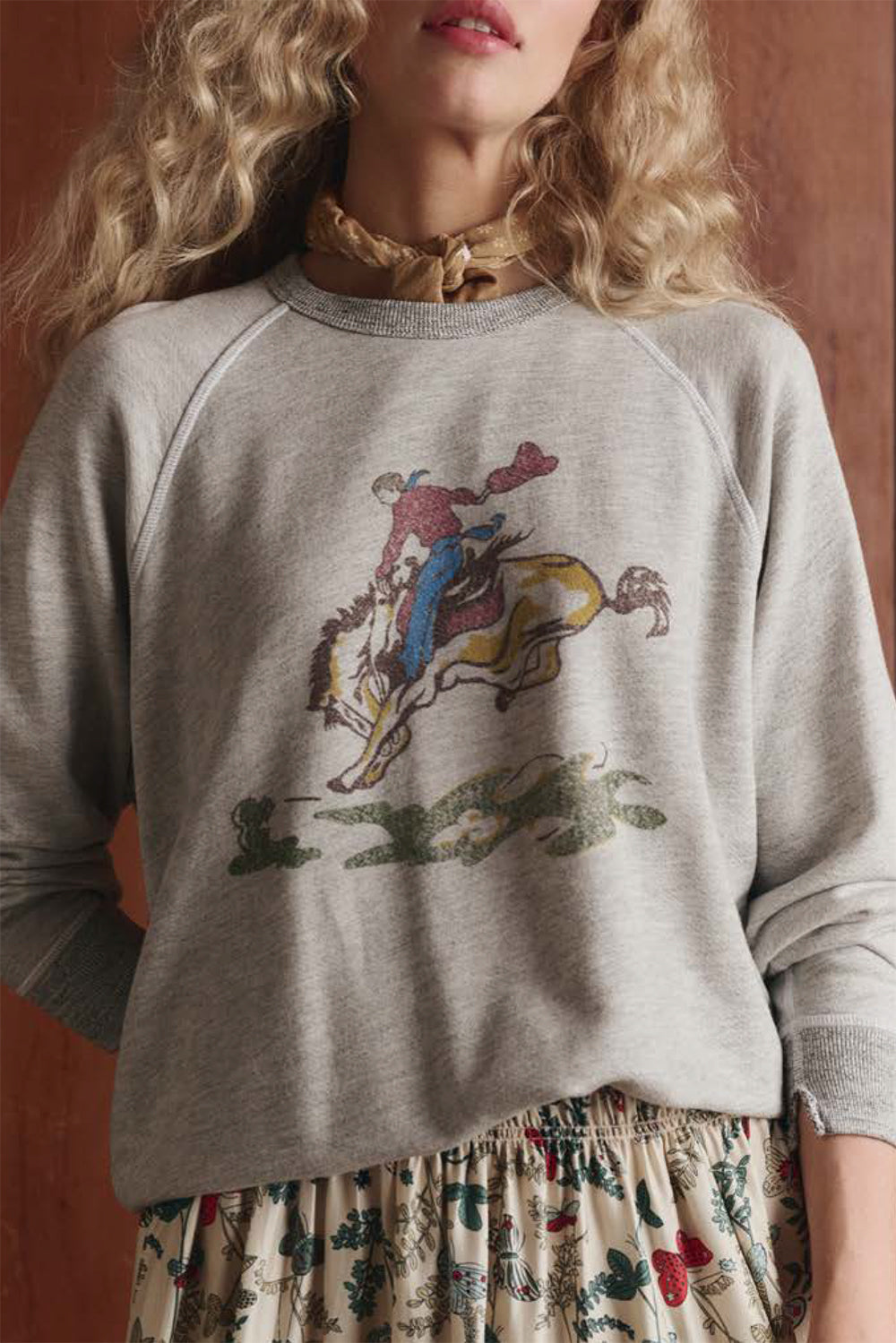 The College Sweatshirt with Rider Graphic in Soft Heather