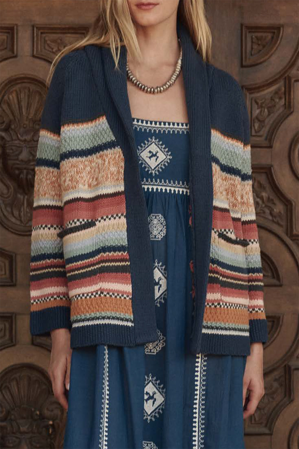 The Mountain Lodge Cardigan in Taos Stripe