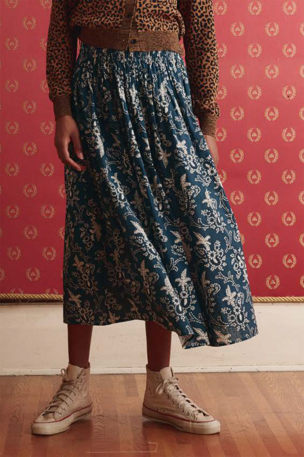 The Viola Skirt in Indigo Bandana