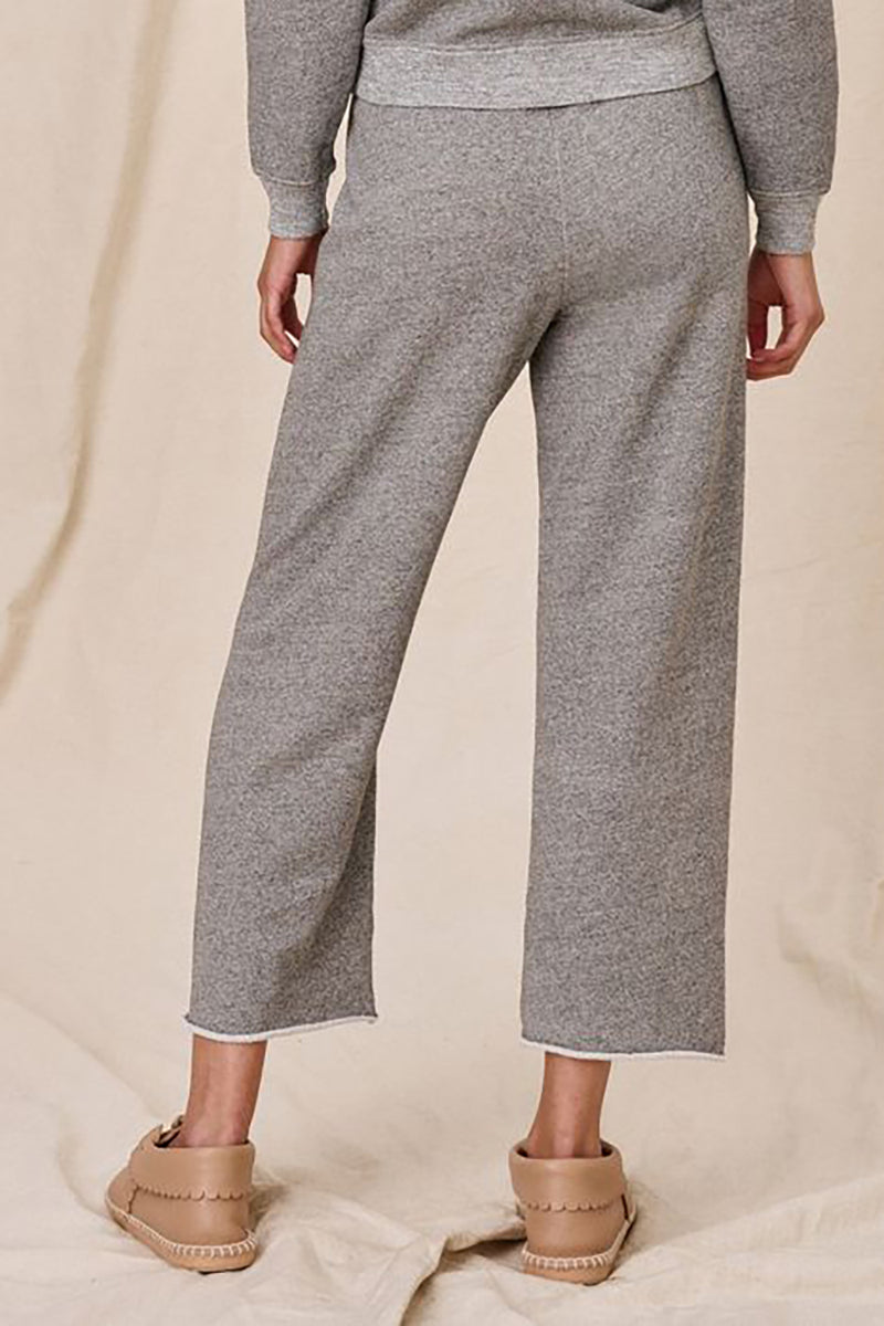 Wide Leg Cropped Sweatpant in Varsity Grey