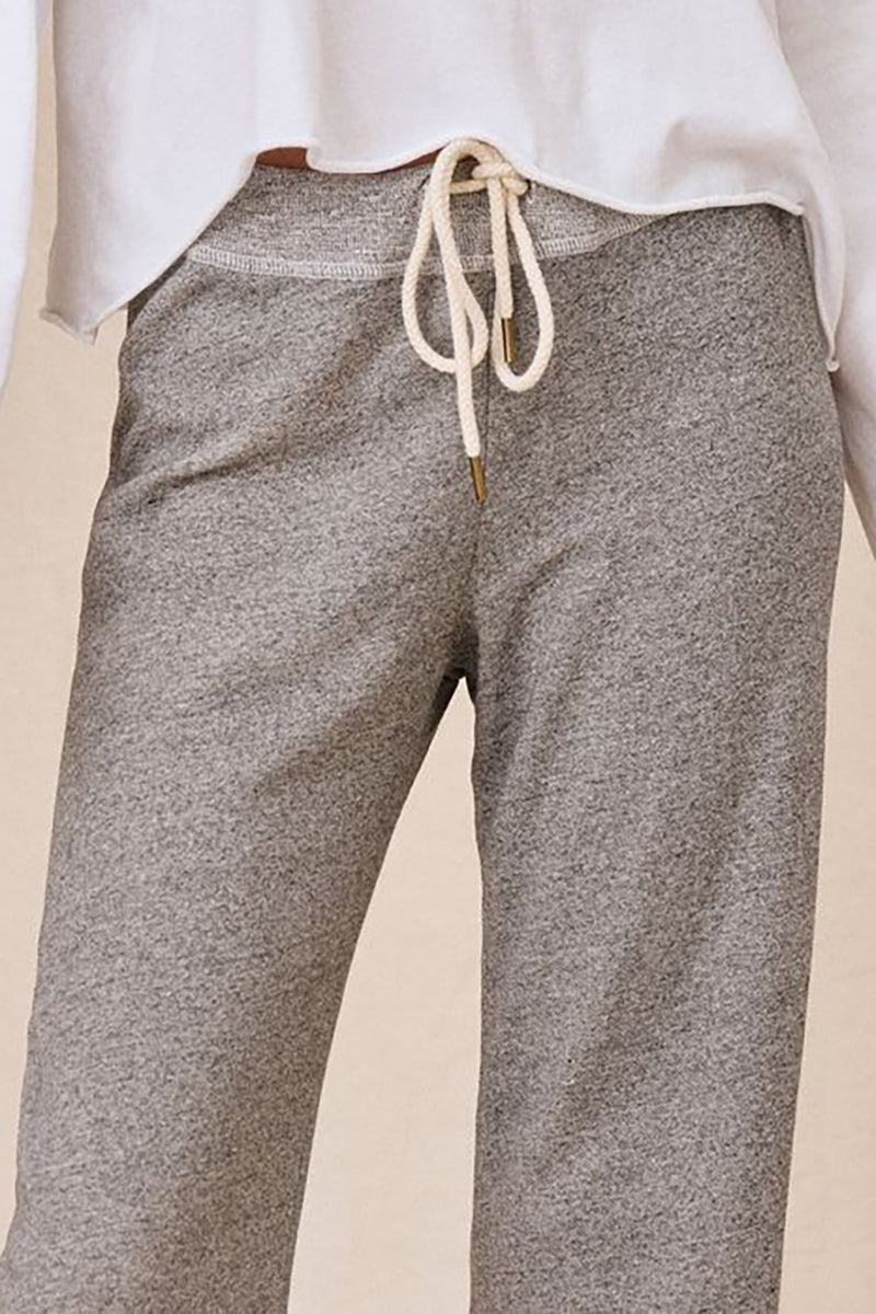 Wide Leg Cropped Sweatpant in Varsity Grey