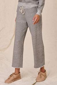 Wide Leg Cropped Sweatpant in Varsity Grey