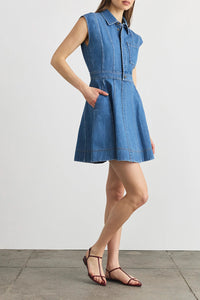 Sleeveless Hailey Dress in Medium Indigo Blue