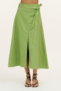 Linen Hudson Skirt in Asparagus