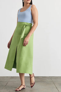 Linen Hudson Skirt in Asparagus
