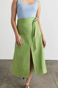 Linen Hudson Skirt in Asparagus