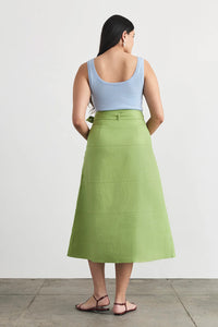 Linen Hudson Skirt in Asparagus