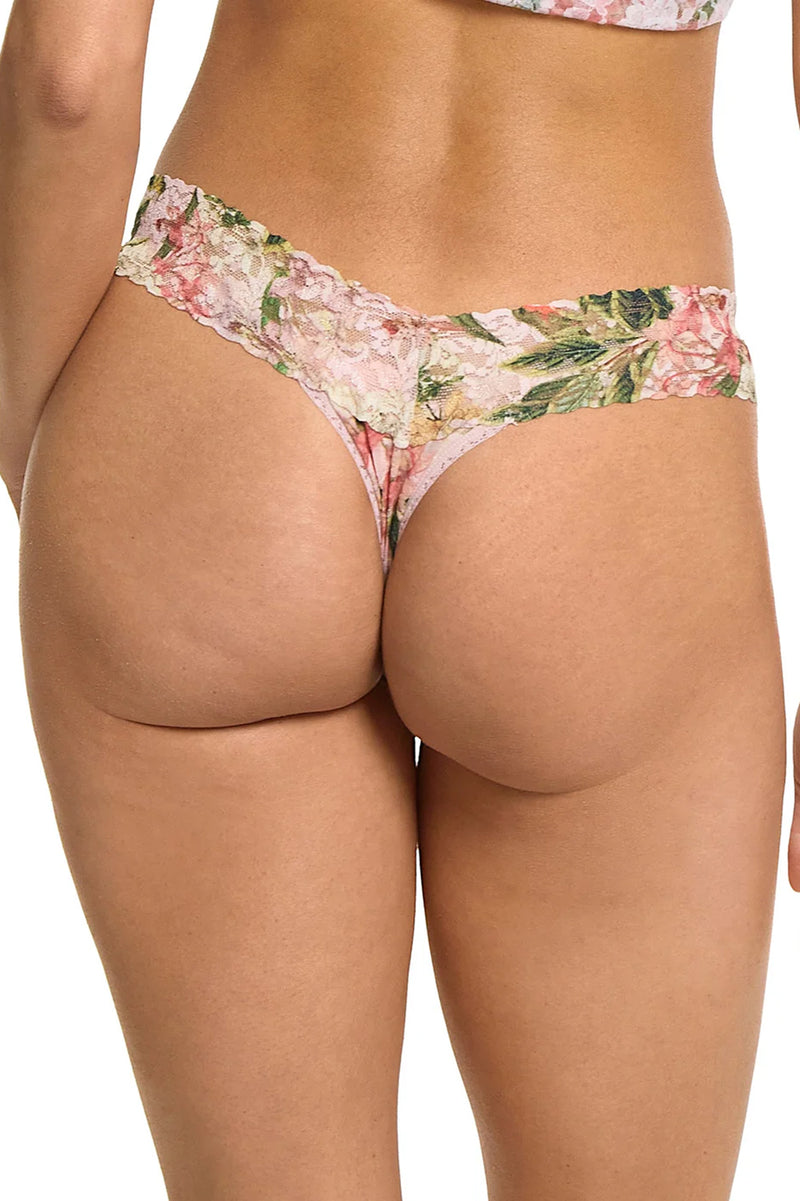 Printed Signature Lace Low Rise Thong in French Garden