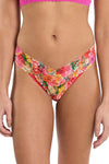 Signature Lace Printed Low Rise Thong in Floramania Pink