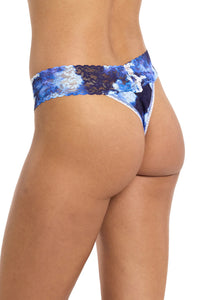 Signature Lace Printed Original Rise Thong in Such A Blur Blue