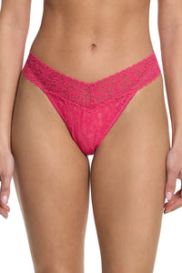 Signature Lace Original Rise Thong in Sweet Tart Pink