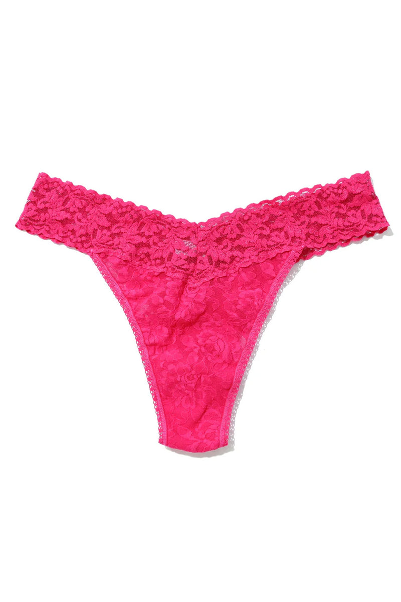 Signature Lace Original Rise Thong in Sweet Tart Pink