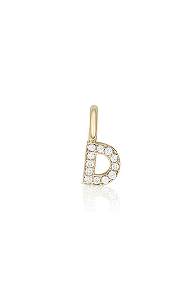 "D" Mini Diamond Letter Charm in 14K Gold
