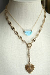 14K Gold Filled Mariner Chain with Sailor Clasp Connector & Gold Filled Fluted Heart Charm Necklace