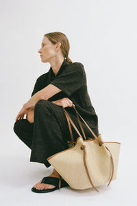 Large Mochi in Biscuit Woven Raffia