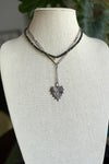 Oxidized Sterling silver long/short necklace with rugged heart LOVE pendant